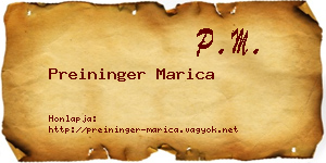 Preininger Marica névjegykártya